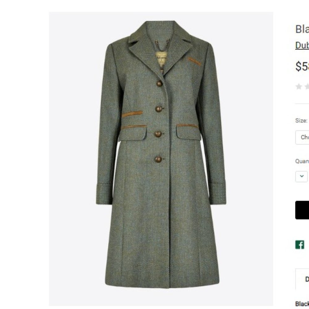 Weavers of Ireland Blackthorn Ladies 3/4 Tweed Coat- Rowan Size L (US 10)